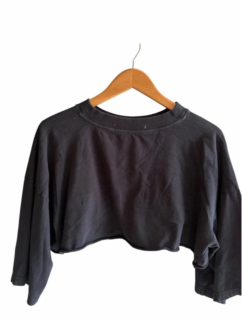 FREE PEOPLE BEACH Black Long Sleeve Crop Top